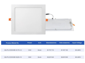 Celtniecības maisītājs Unused 80 x LED Panel Recessed 18W - LED SMD - Square 3000K (warm white) - 1440 Lumens - AC220-240V - Lifetime: 30.000 hours -Driver included - Dimensions: 225mm x225mm x 28mm -Mounting size: 200mm -R: foto 4