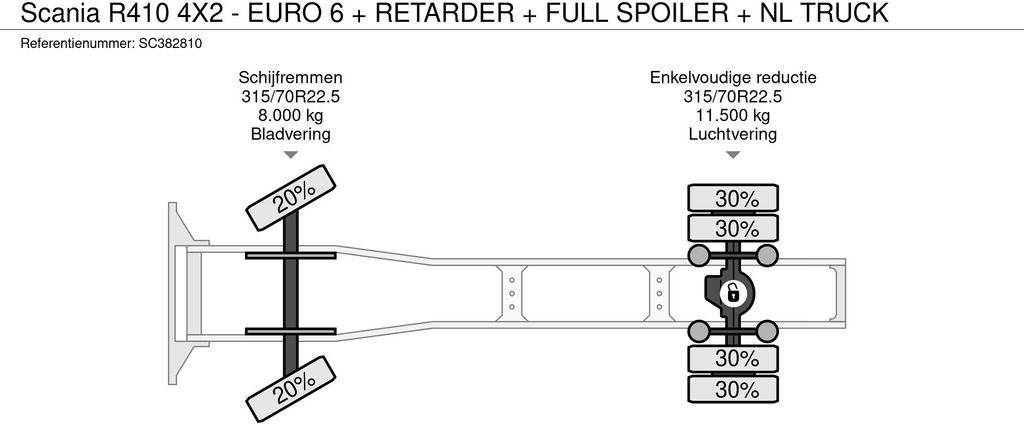 Vilcējs Scania R410 4X2 - EURO 6 + RETARDER + FULL SPOILER + NL: foto 14